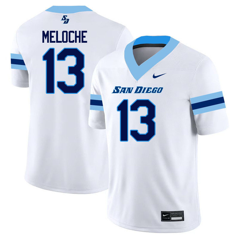 San Diego Toreros #13 Ryan Meloche College Football Jerseys,Uniforms-White